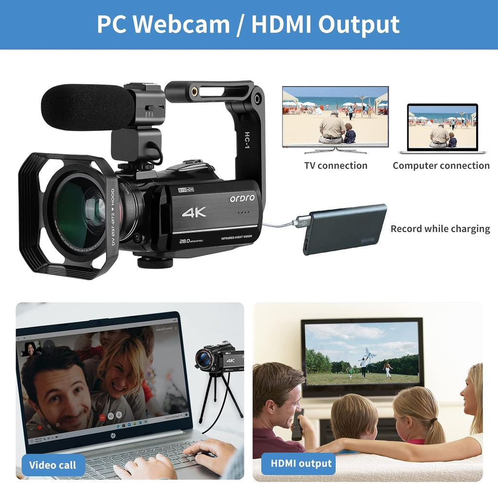 4K 1080P 60FPS 30X Zoom Infrared Night Vision Camcorder E417335