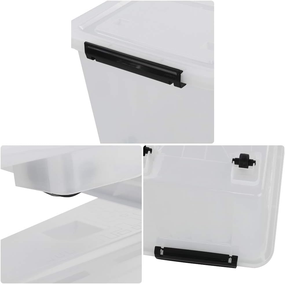 Clear Plastic Storage Box with Wheels, Set of 4 S473230