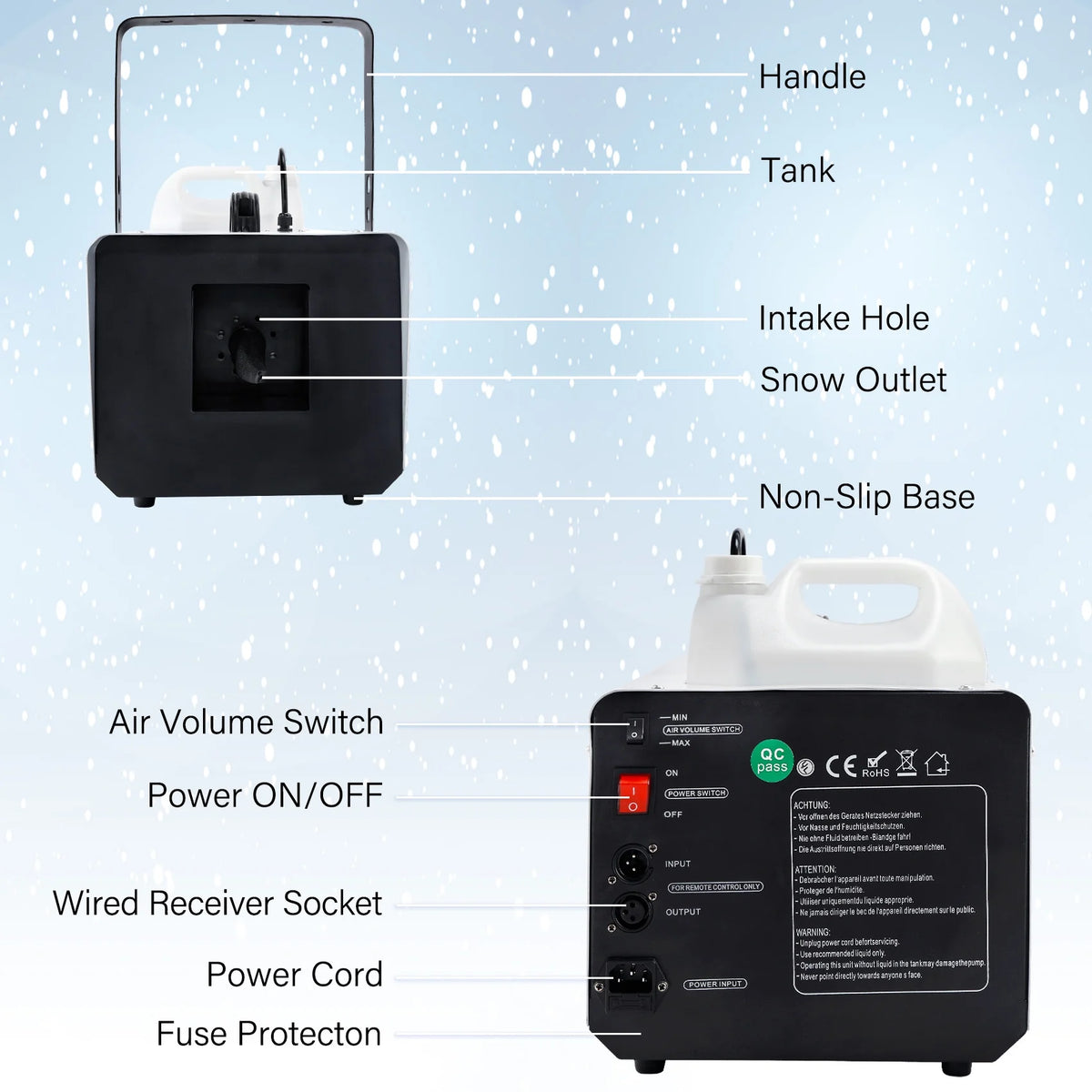 1500W Snow Machine Snowflake Maker with Wireless Remote R306