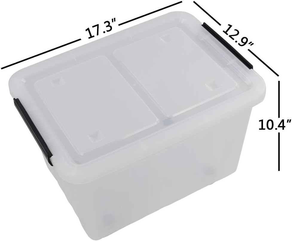 Clear Plastic Storage Box with Wheels, Set of 4 S473230