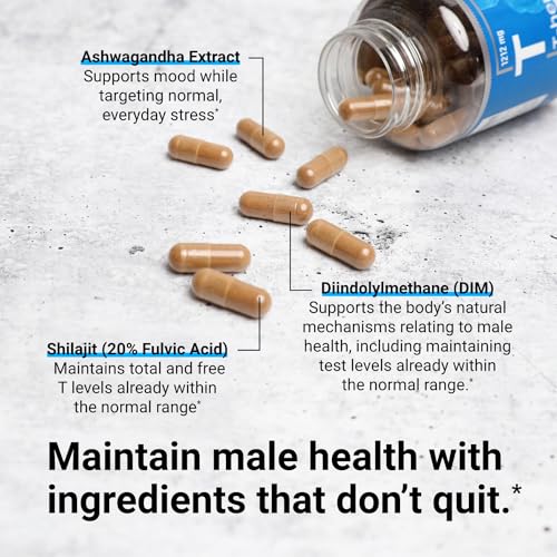 Male Health Supplement with Shoden Ashwagandha, Shilajit, DIM, 60 Caps V3584