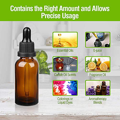 4 X 50ml Amber Glass Dropper Bottle with Glass Pipette H57354
