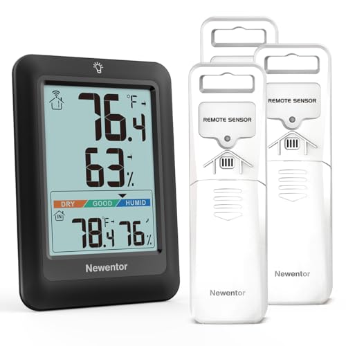 Black Wireless Indoor Outdoor Thermometer Hygrometer with 2 Sensor G45838