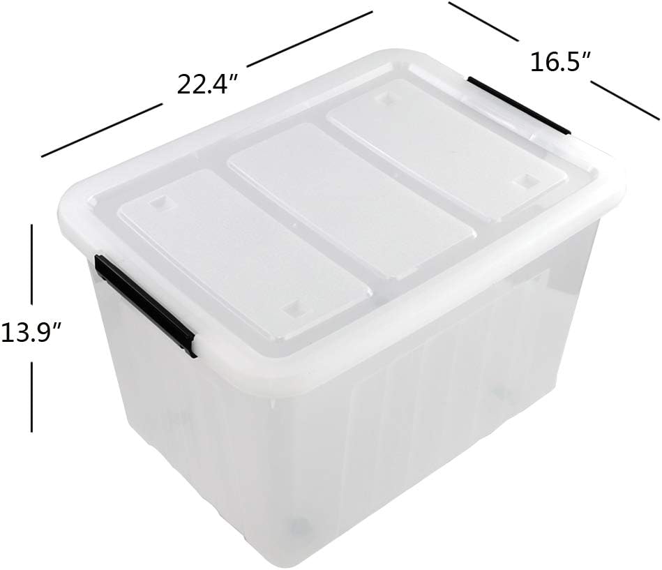 Clear Plastic Storage Box with Wheels, Set of 4 S473230