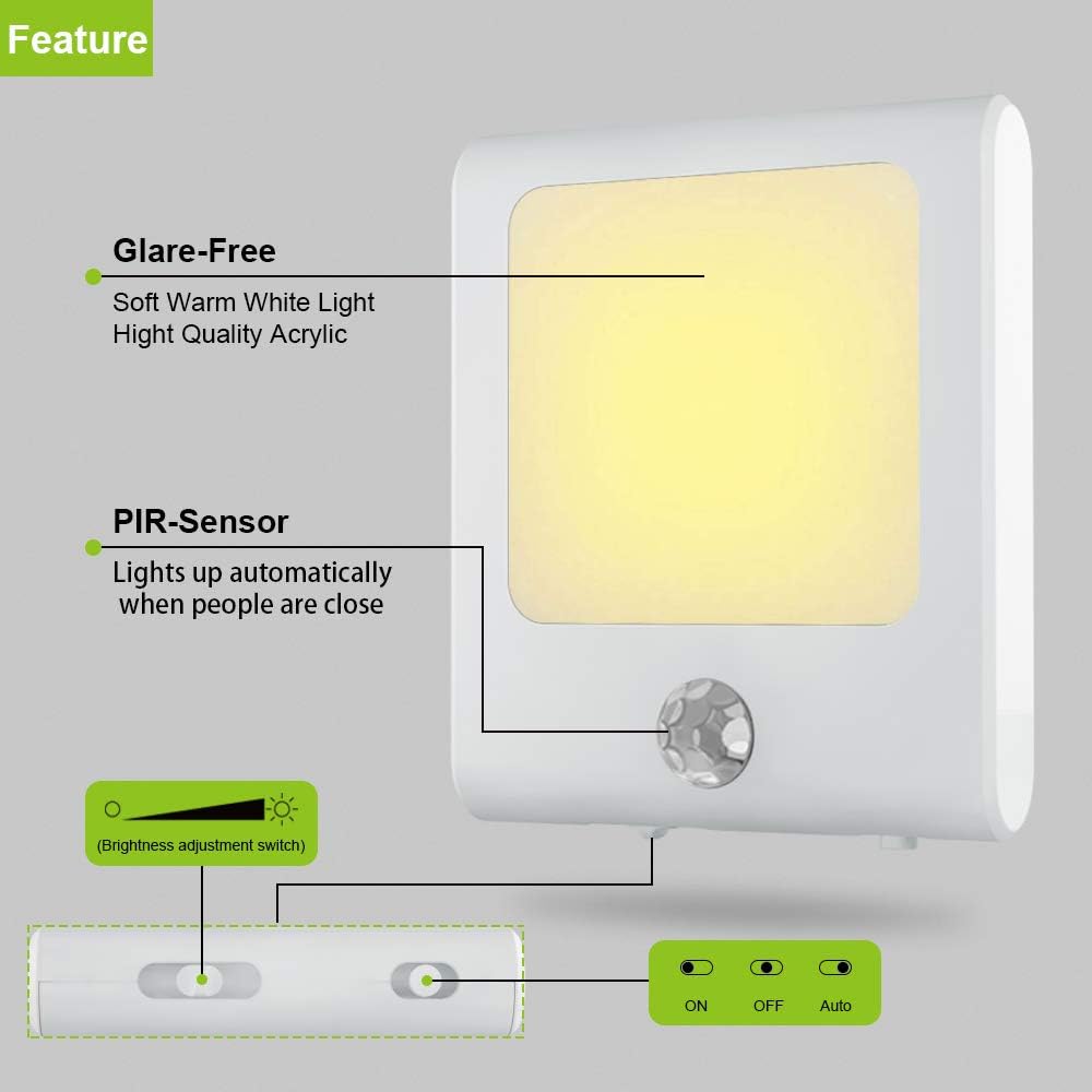 Warm White Motion Sensor LED Night Light, 2 Pack C346