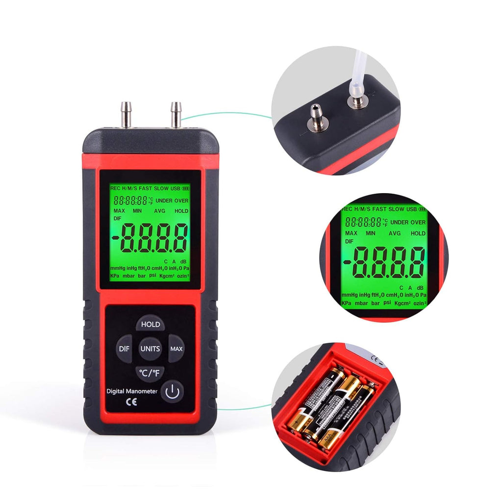 Digital Air Pressure Meter Differential Pressure Gauge H2651