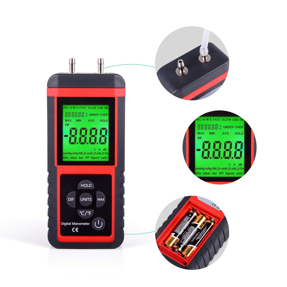 Digital Air Pressure Meter Differential Pressure Gauge H2651