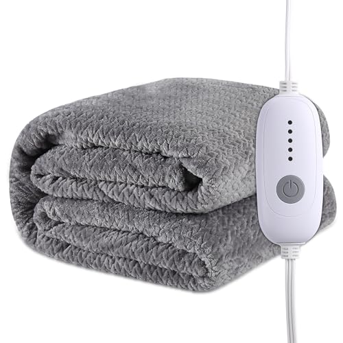 Light Brown Heated Flannel Electric Throw Blanket 50 x 60 Inches W30959
