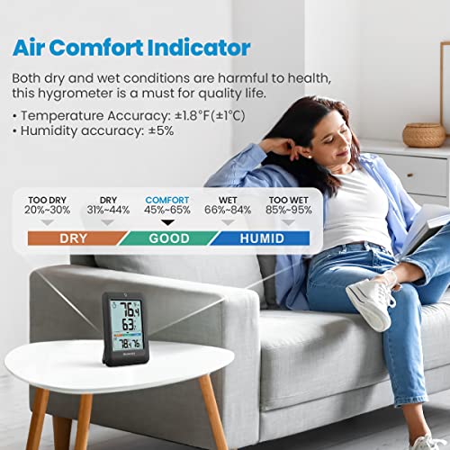 Black Wireless Indoor Outdoor Thermometer Hygrometer with 2 Sensor G45838