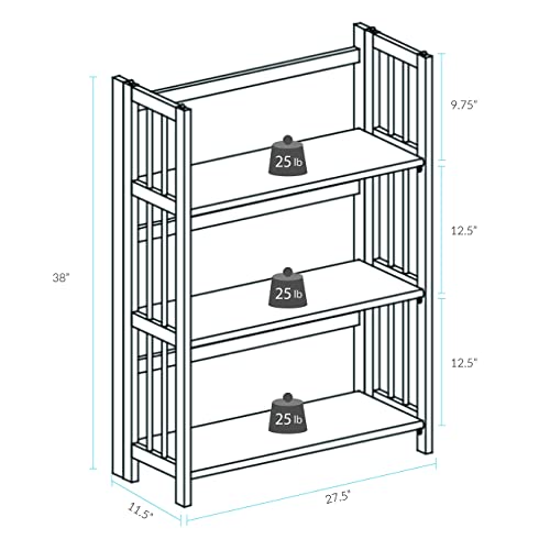3 Shelf Folding Bookcase, 27.5" Wide, Espresso L80961