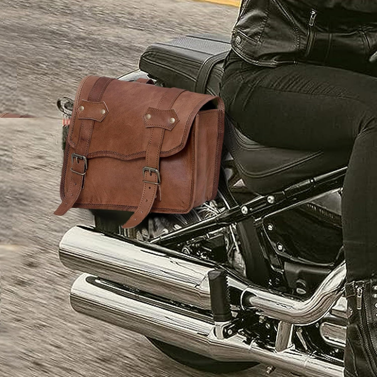 Leather Motorcycle Saddlebags (Set of 2) M684139