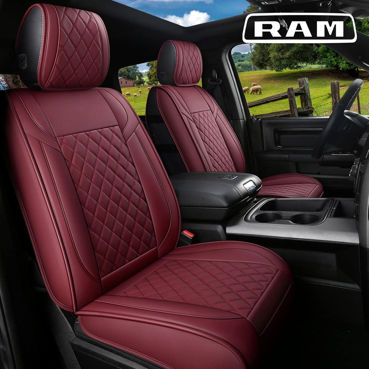 Black Leather Truck Seat Covers Full Set A609