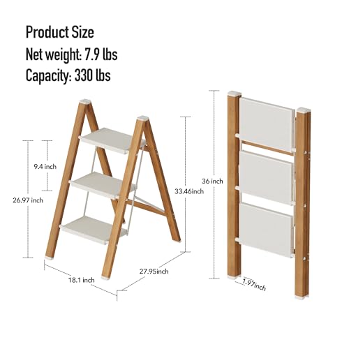 Lightweight Aluminum Folding Step Stool with Anti-Slip Pedals, 330 lbs Capacity M367