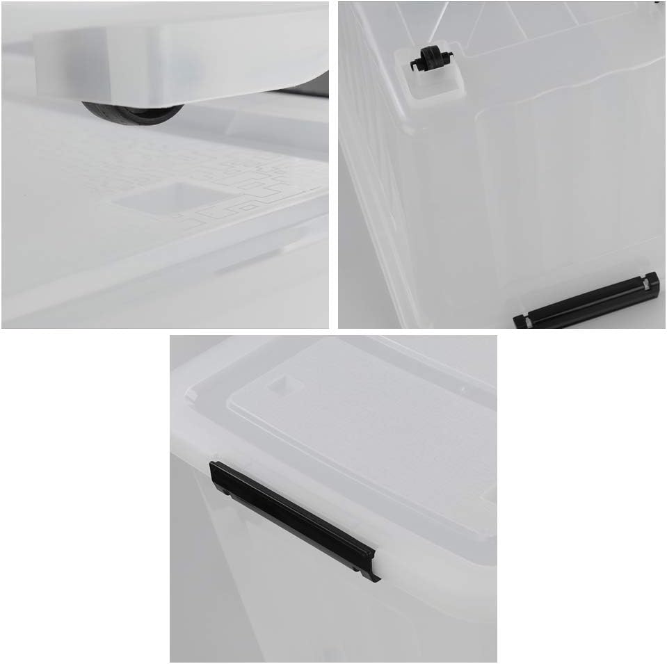 Clear Plastic Storage Box with Wheels, Set of 4 S473230