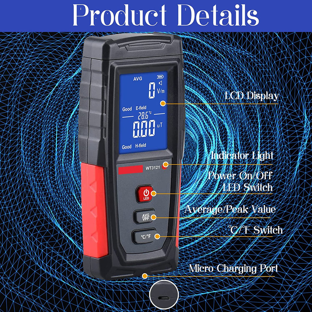 Rechargeable Digital Electromagnetic Field Radiation Detector S97098