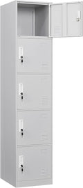 68.9 High 15 Wide 17.7 Deep 5 Door Light Gray Metal Locker U110299