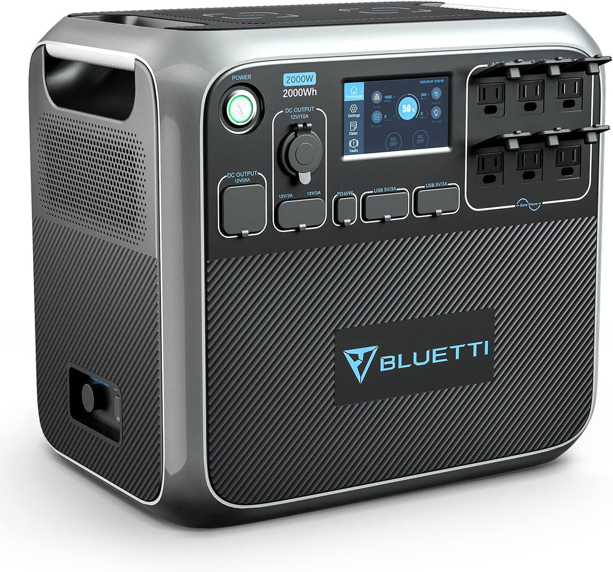 2000Wh LiFePO4 Portable Power Station with 6 2000W AC Outlets C26143