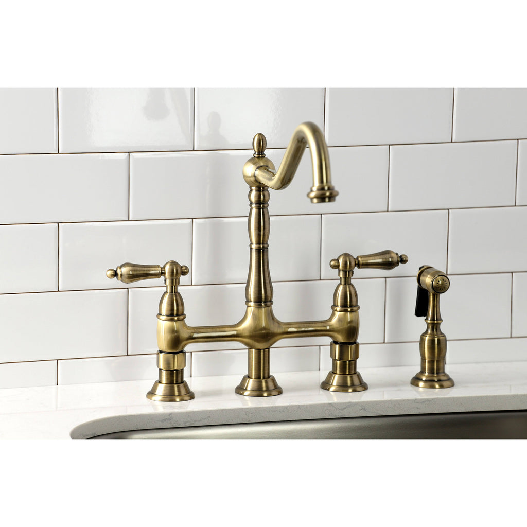 Kitchen Bridge Faucet with Brass Sprayer V194033