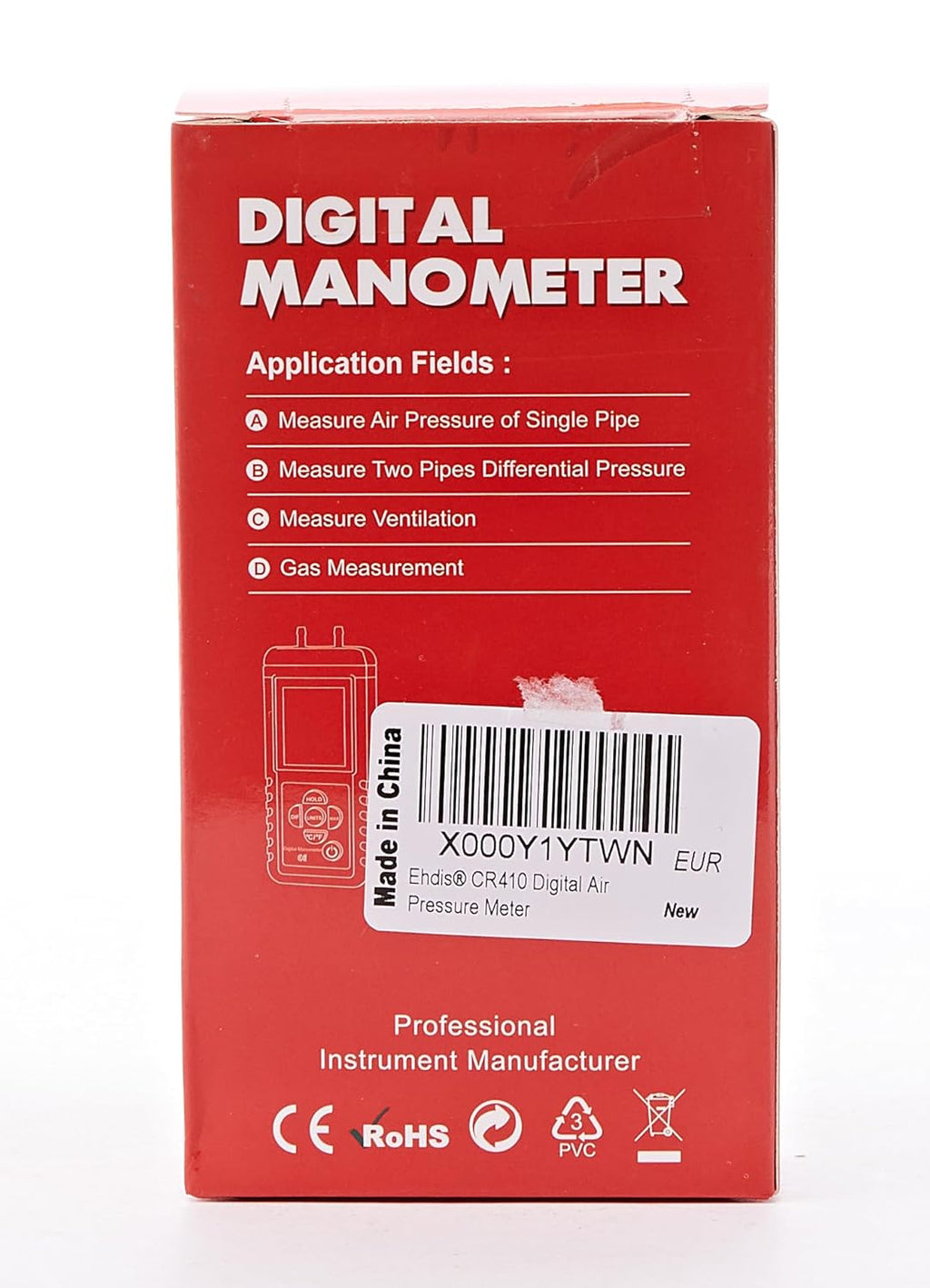 Digital Air Pressure Meter Differential Pressure Gauge H2651