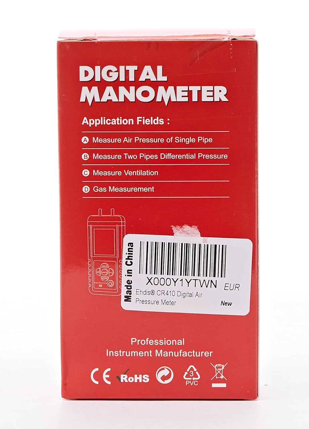 Digital Air Pressure Meter Differential Pressure Gauge H2651