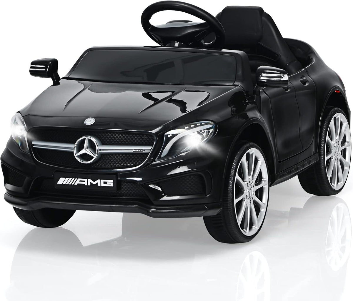 12V Electric Kids Ride On Car with Remote Control, MP3, USB, 2 Speeds, LED Lights, White D414