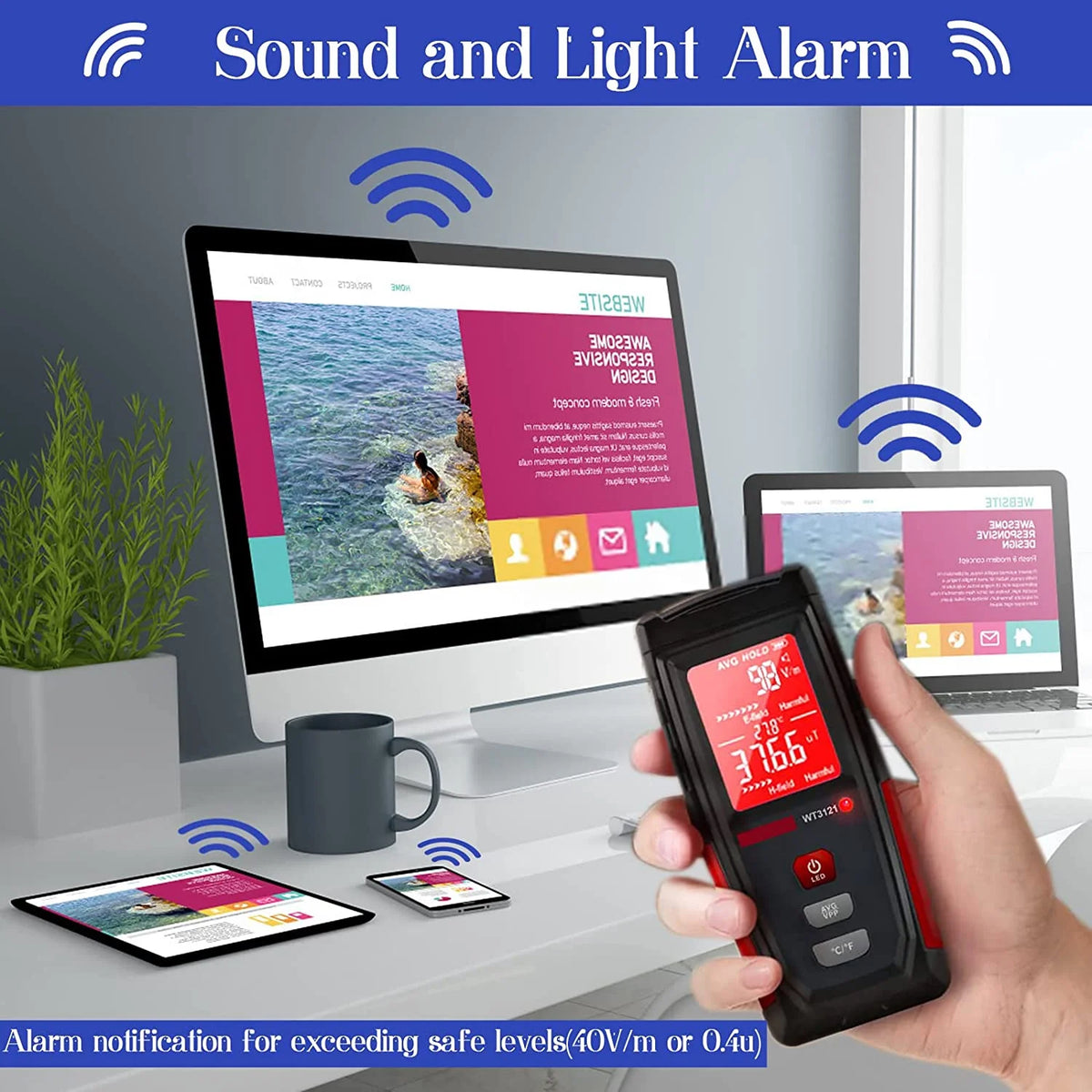 Rechargeable Digital Electromagnetic Field Radiation Detector S97098