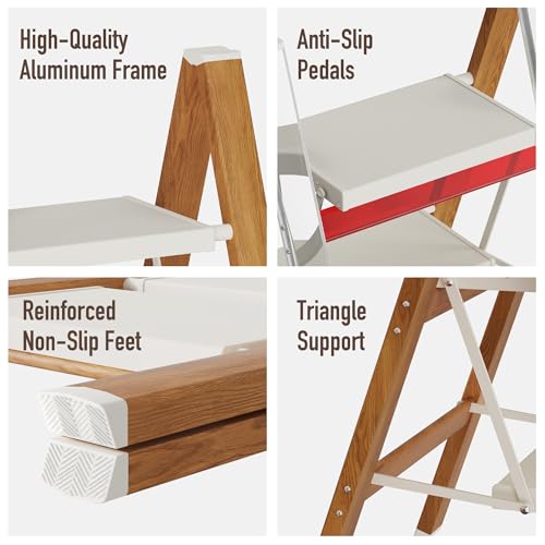 Lightweight Aluminum Folding Step Stool with Anti-Slip Pedals, 330 lbs Capacity M367
