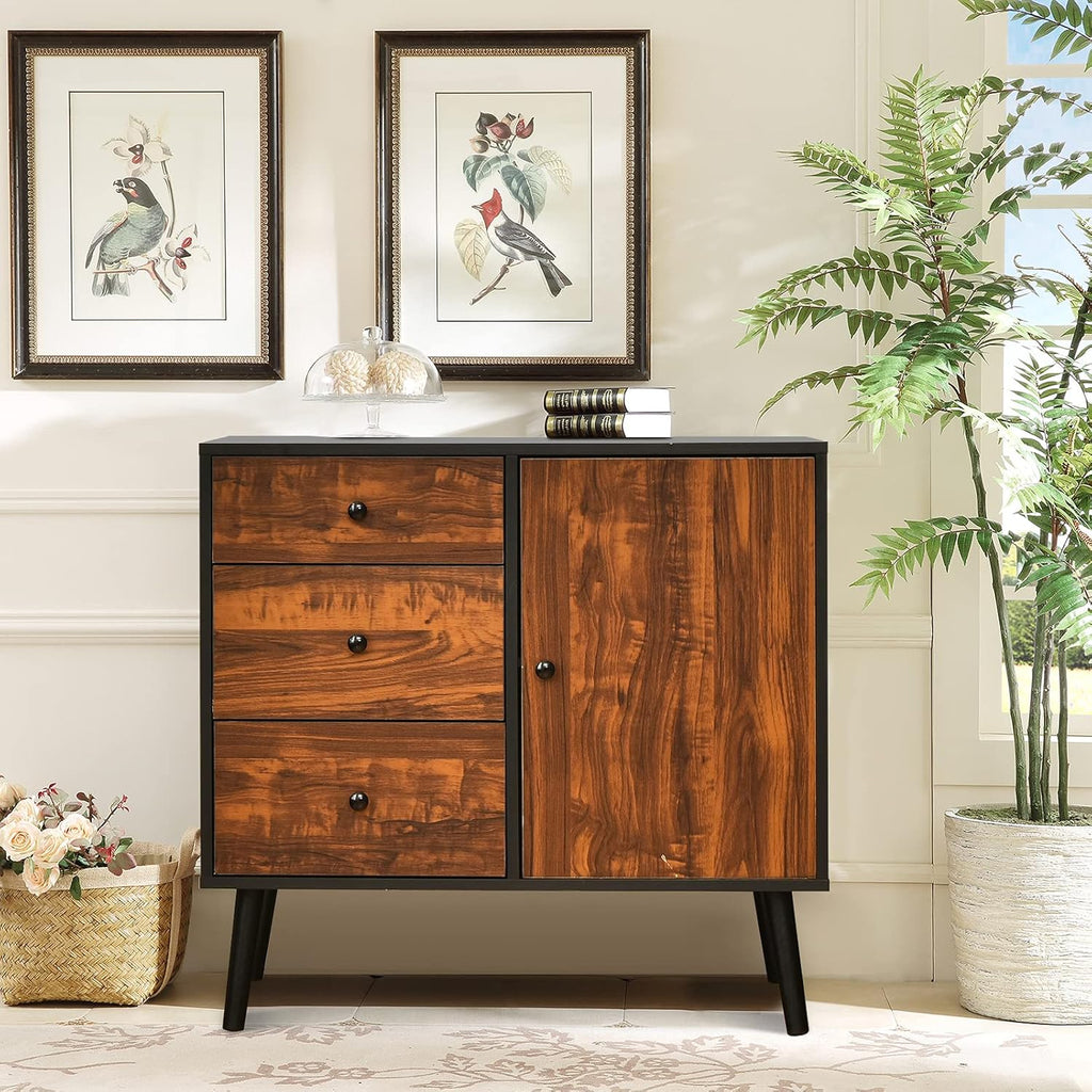 Storage Cabinet Buffet Sideboard with 3 Drawers and Adjustable Shelf J958150