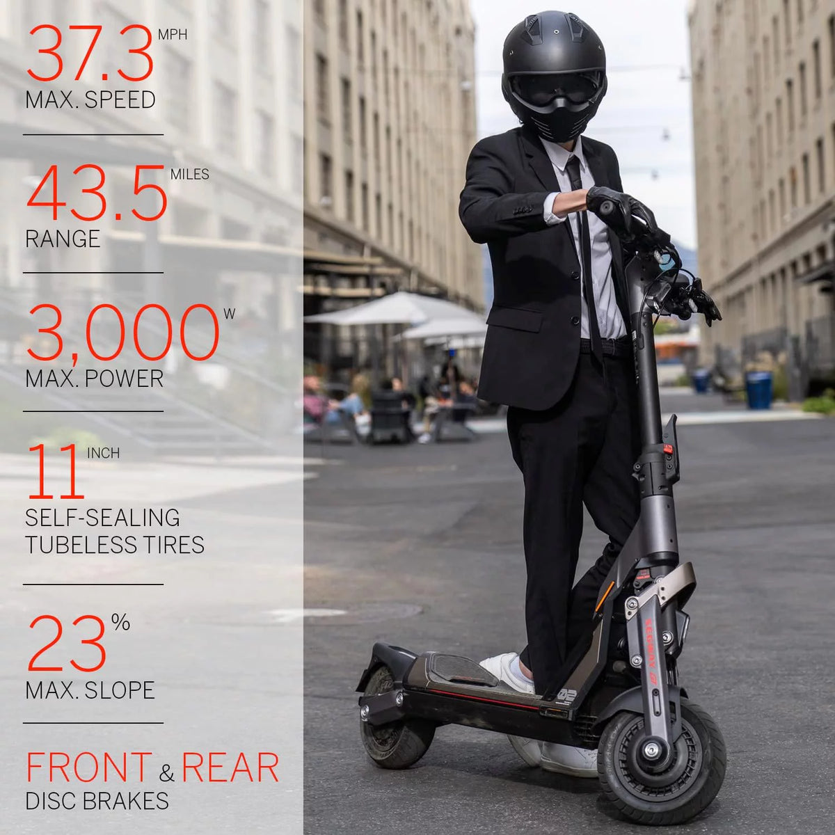 3000W Motor 43.5 Miles Long Range Dual Suspension 11" Tires Foldable Scooter Y324