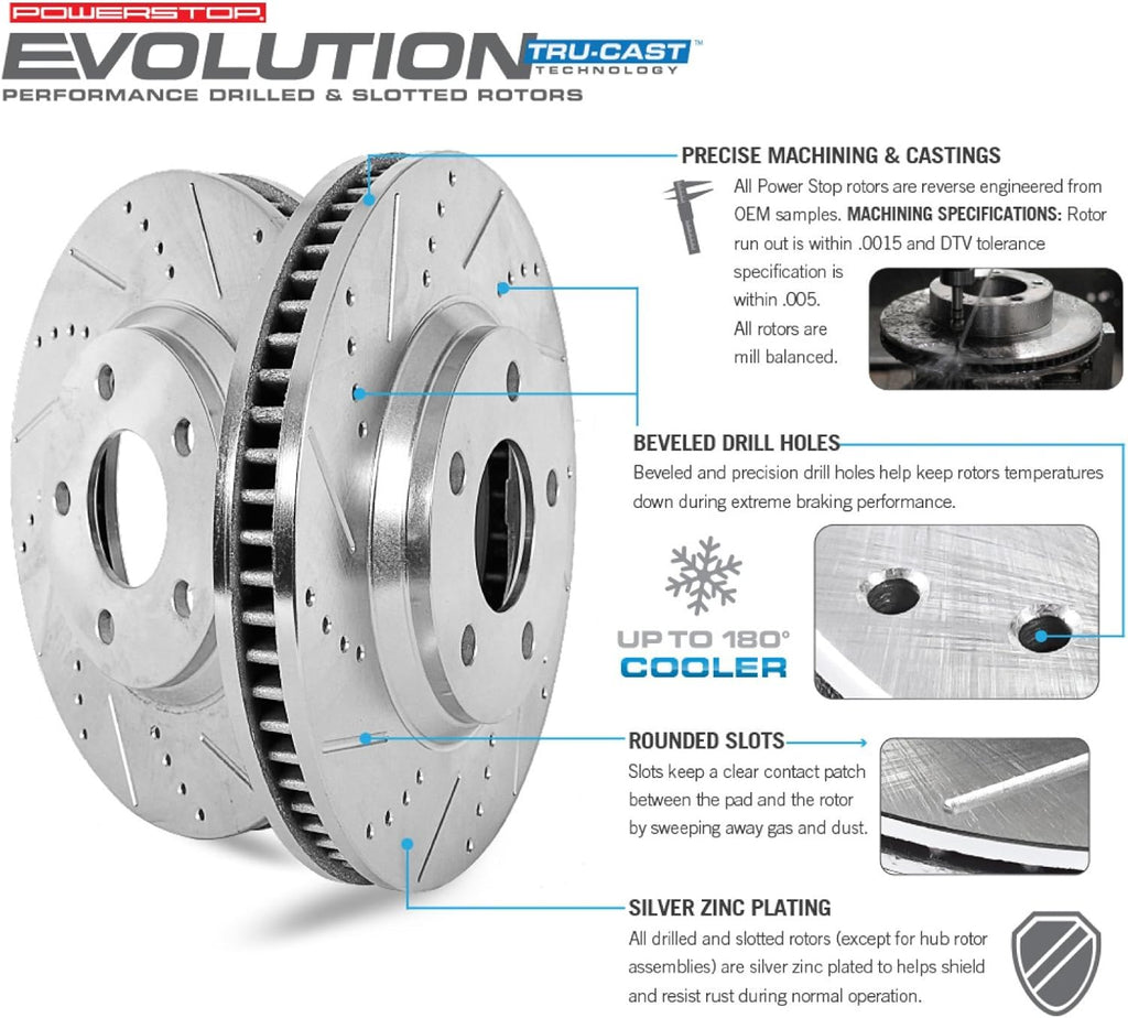 Rear Z23 Carbon Fiber Brake Pads with Drilled & Slotted Brake Rotors Kit G2407