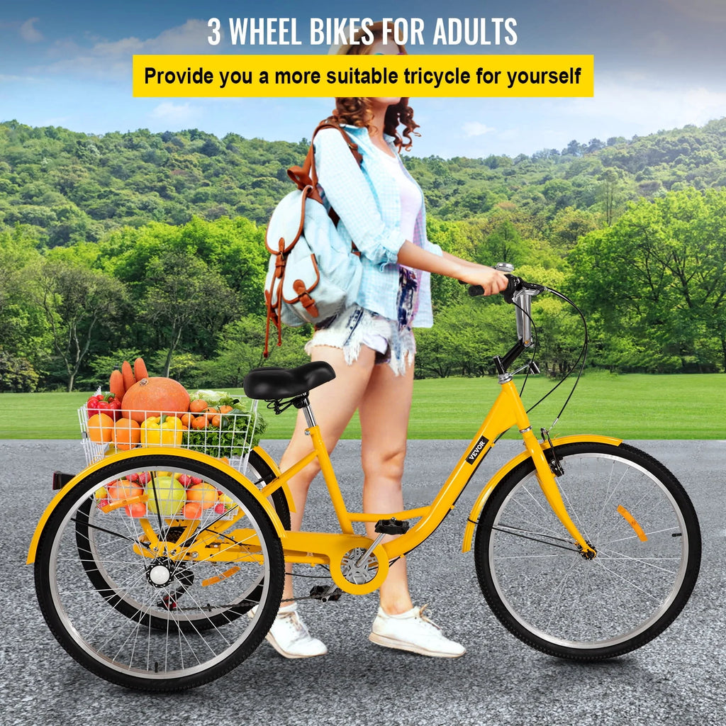 26 inch 7-Speed Adult Tricycle with Basket Z336357