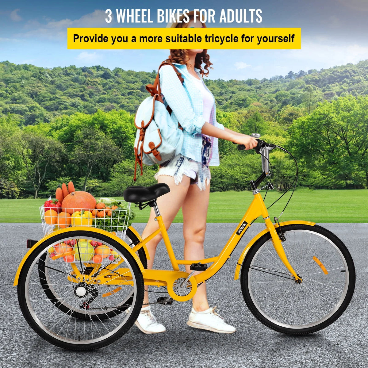 26 inch 7-Speed Adult Tricycle with Basket Z336357