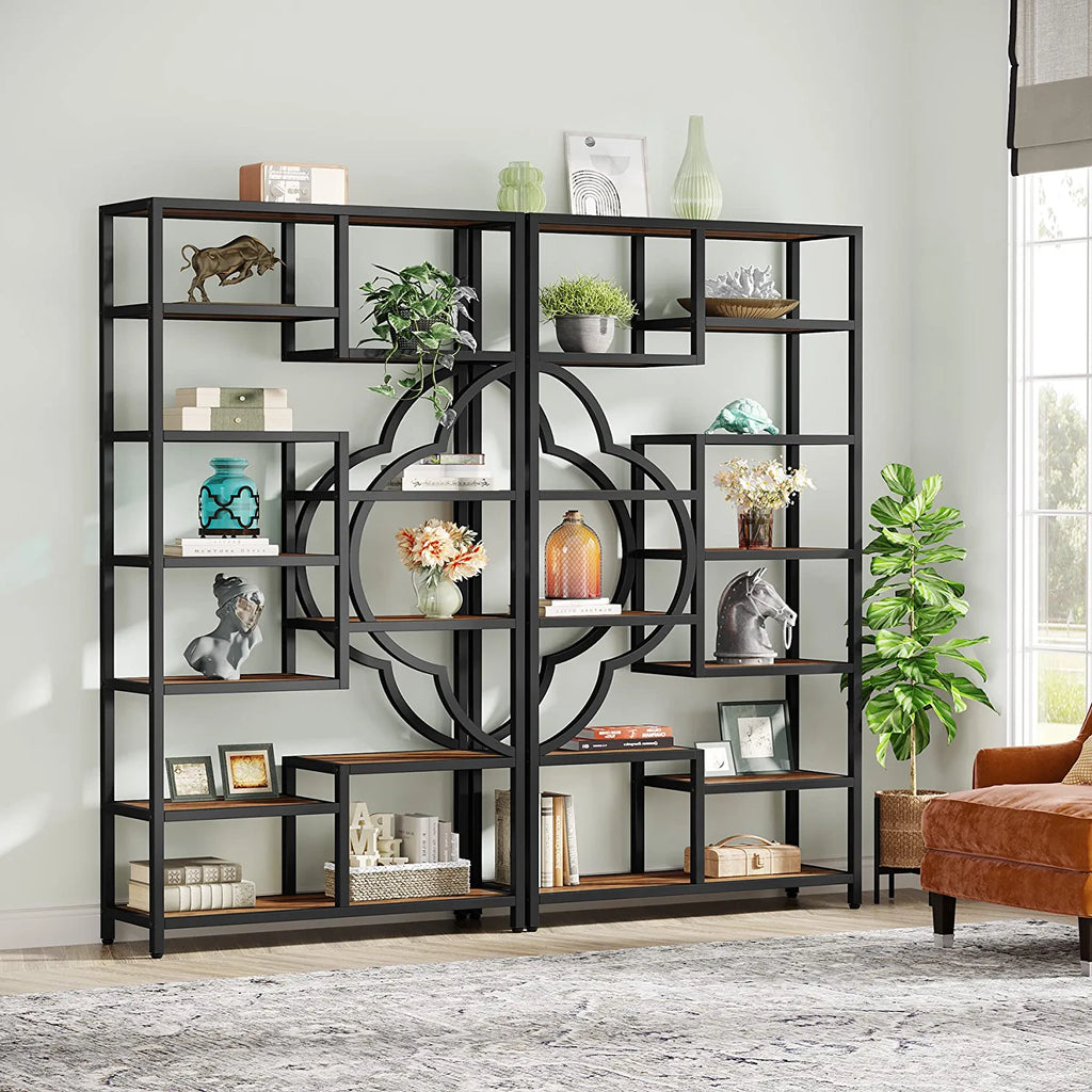 75” Tall 11-Shelves Bookcase with Arc-Shaped Design J152745