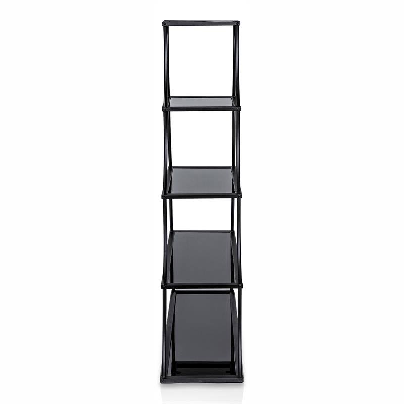 Industrial Metal 5-Shelf Bookcase in Sand Black D209