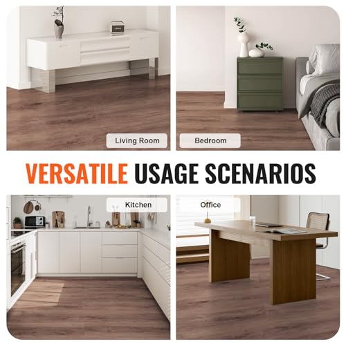 Interlocking Vinyl Floor Tiles 48 x 7.3 inch 10 Tiles 5.5mm Thick Natural Wood Grain B124