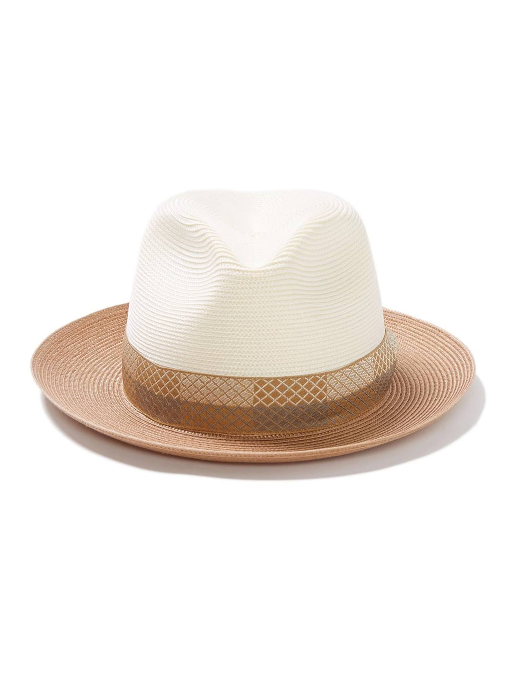 Ivory/Cognac Milan Straw Fedora Hat W20764