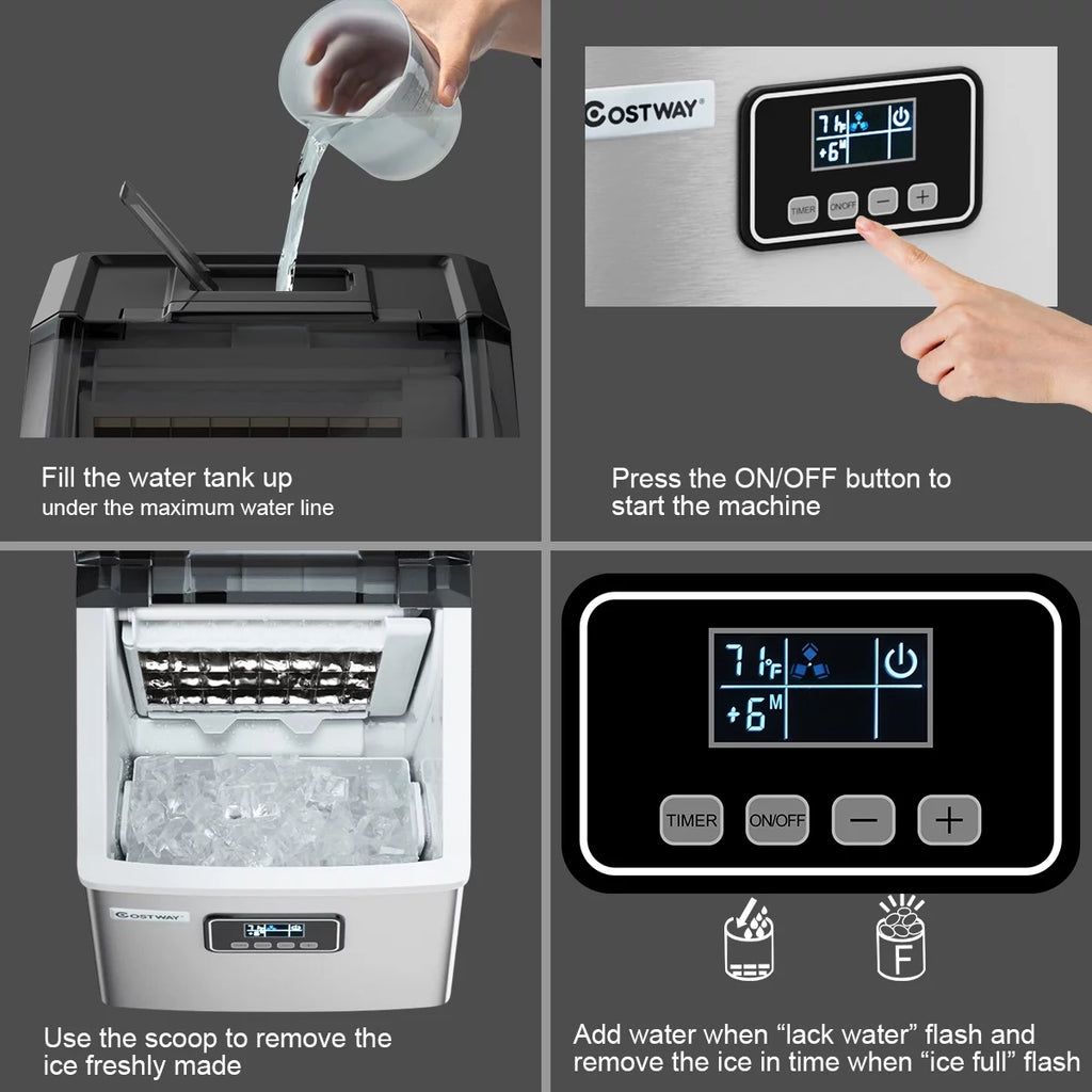 Stainless Steel Countertop Ice Maker Machine T2871