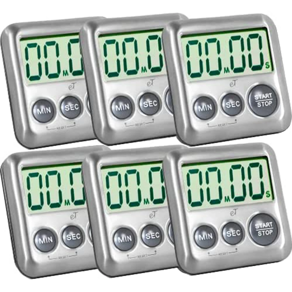 Stainless Steel Digital Kitchen Timer 6 Pack A147519
