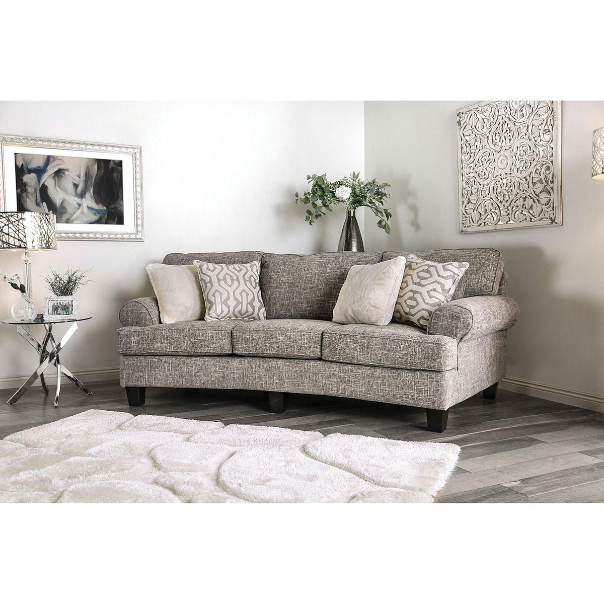 Brown Fabric Upholstery Sofa L9753