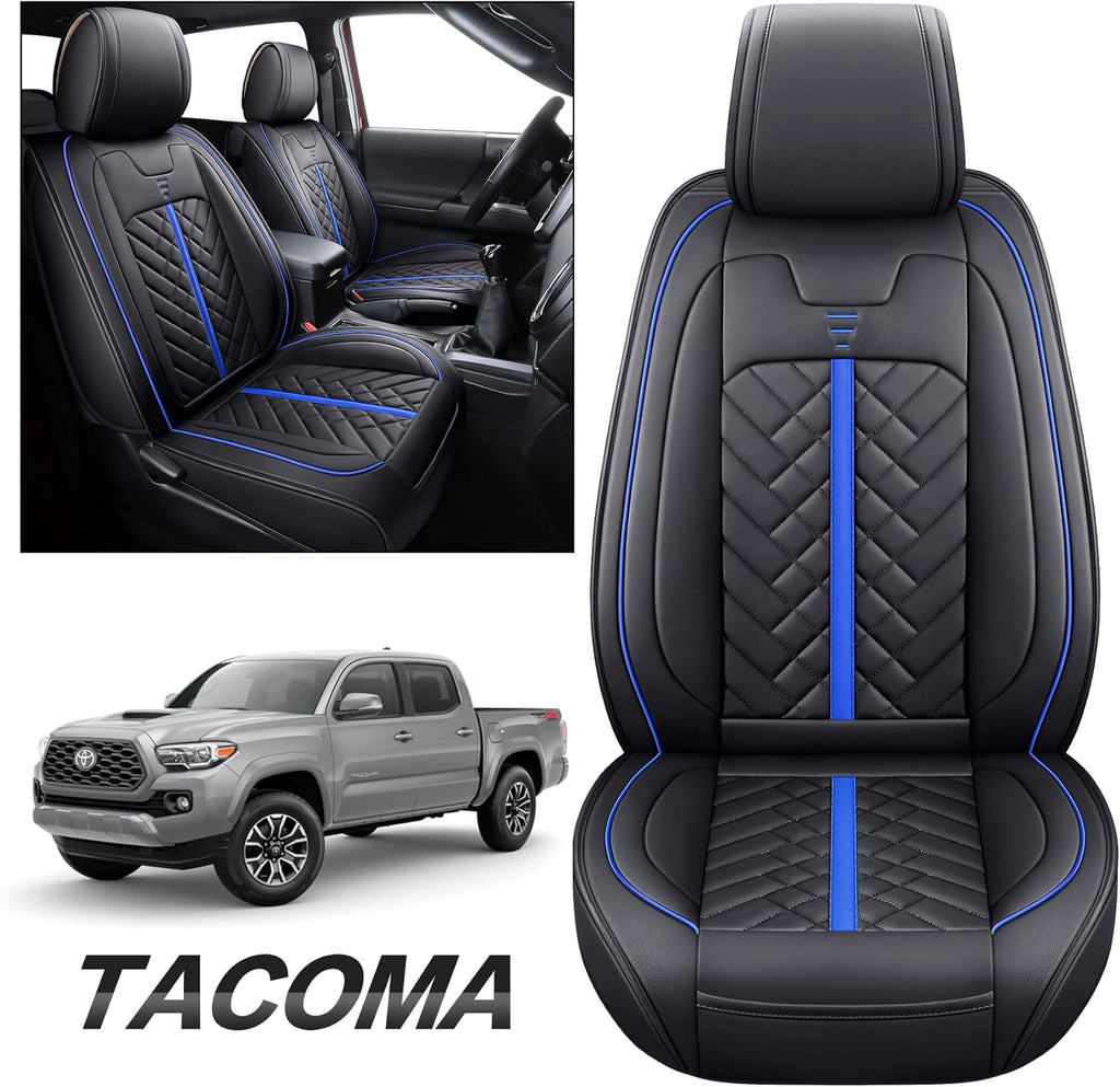 Black Waterproof Leather Car Seat Covers 2 PCS Front P9934
