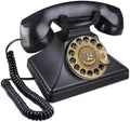 Rotary Phones for Landline with Mechanical Ringer and Speaker Function (Black) E659