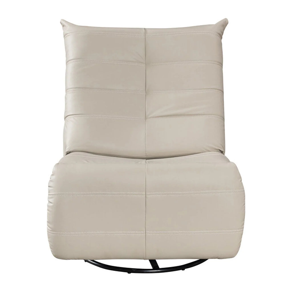 Beige Faux Leather Swivel Glider Recliner Q19610