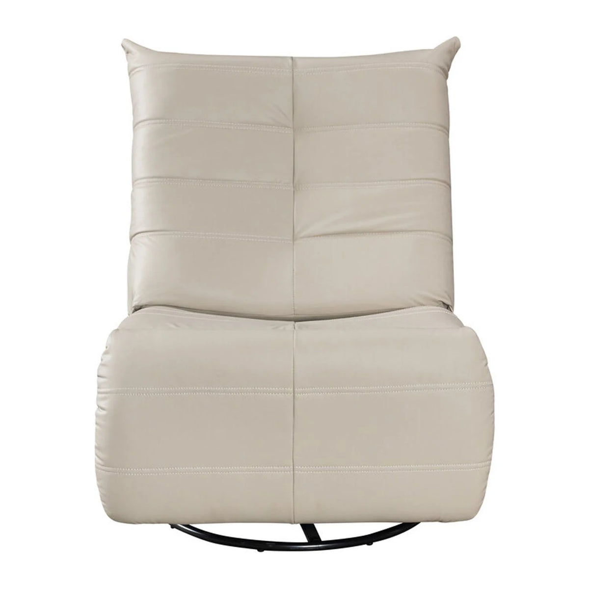 Beige Faux Leather Swivel Glider Recliner Q19610