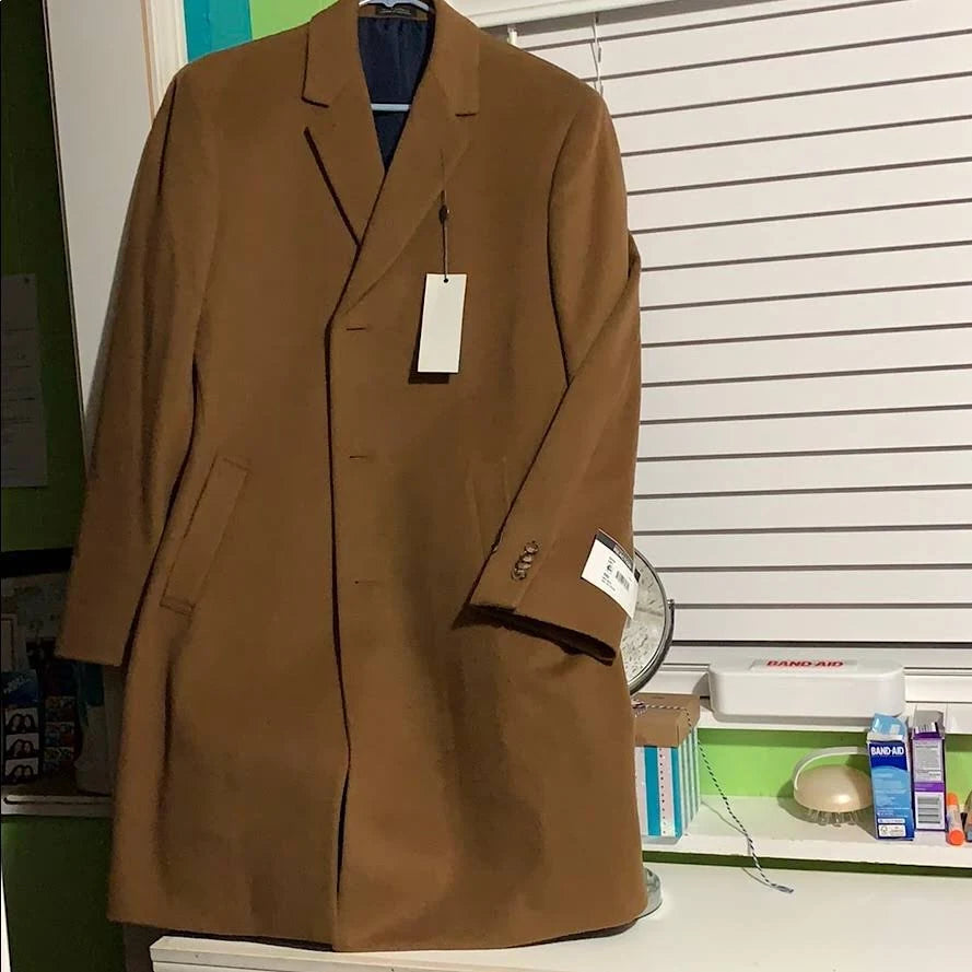 Wool-Blend Over Coat Slim-Fit 40r Camel R79269