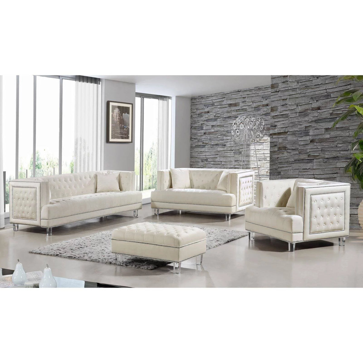 Cream Velvet Chair P424