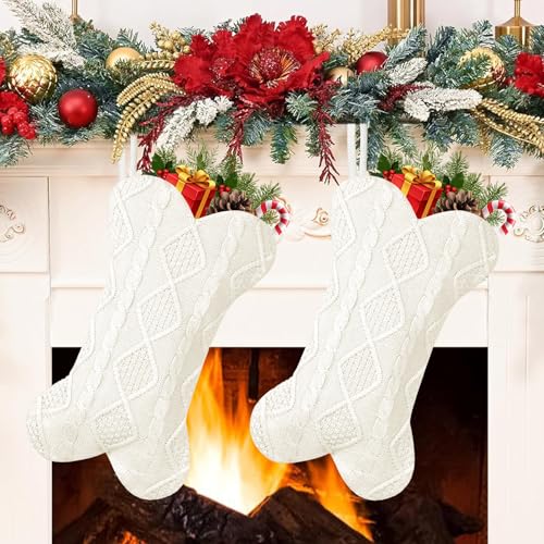 2 Pack 18 Inch Knitted Dog Christmas Stocking H11770