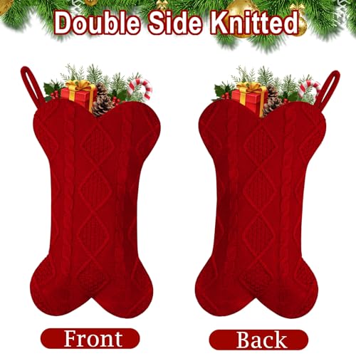2 Pack 18 Inch Knitted Dog Christmas Stocking H11770