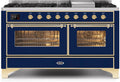 60 Dual Fuel Propane Gas Range in Blue with Brass Trim U570503