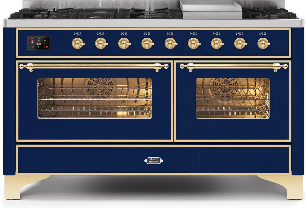 60 Dual Fuel Propane Gas Range in Blue with Brass Trim U570503