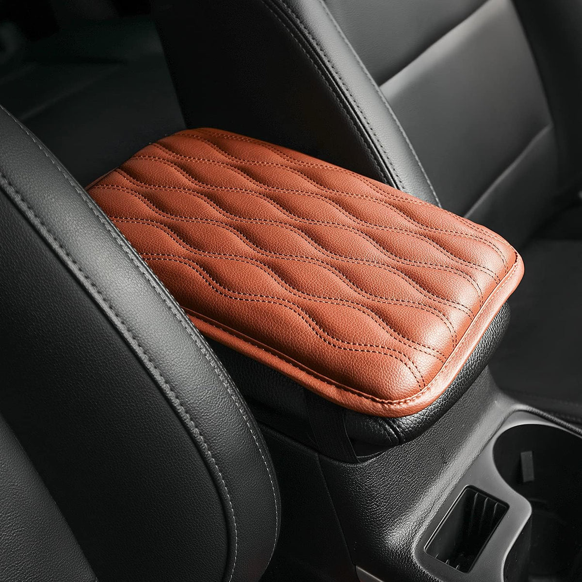 Universal Center Console Cover Waterproof Armrest Pad Protector (Black) (Red) U967035